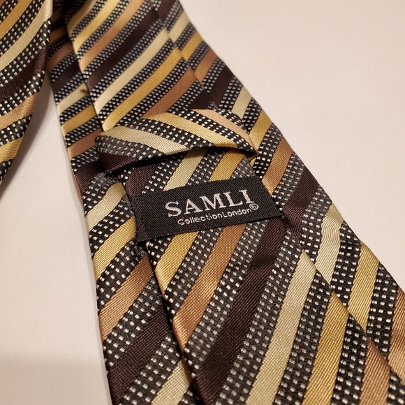 Samli Gold Stripe Tie - Picture 3 of 5